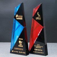 高档黑色水晶奖杯 公司周年庆典礼品 公司年会奖品