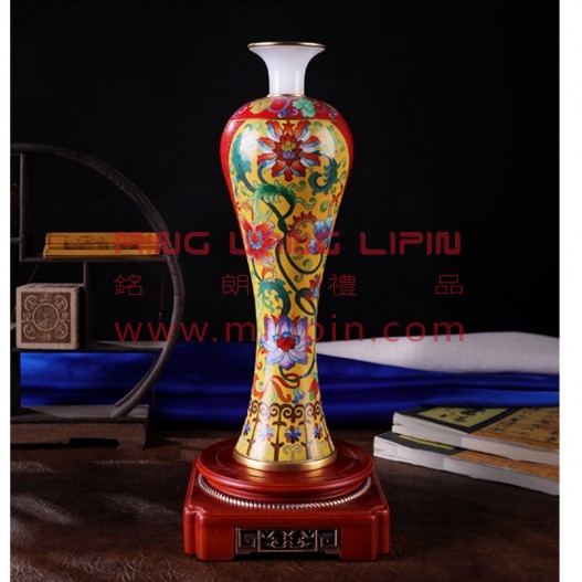 鸿福齐天景泰蓝花瓶收藏工艺生日礼品送老外送领导老长辈礼品公司