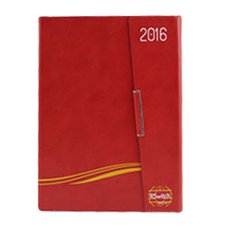 红色高级PU 三折平装笔记本
