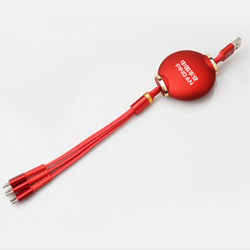 红灯笼伸缩一拖三数据线创意充电器商务礼品展会礼品送客户伴手礼定制